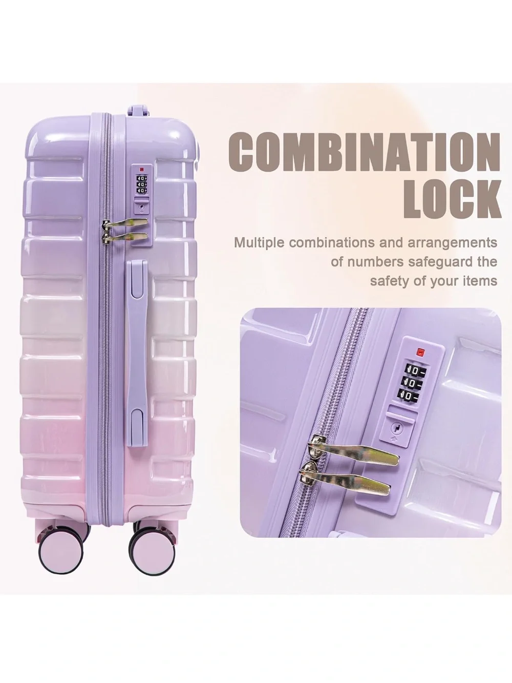 BNWT WPurple Pink Ombre Hardside Luggage Set - Compact Carry-On Case